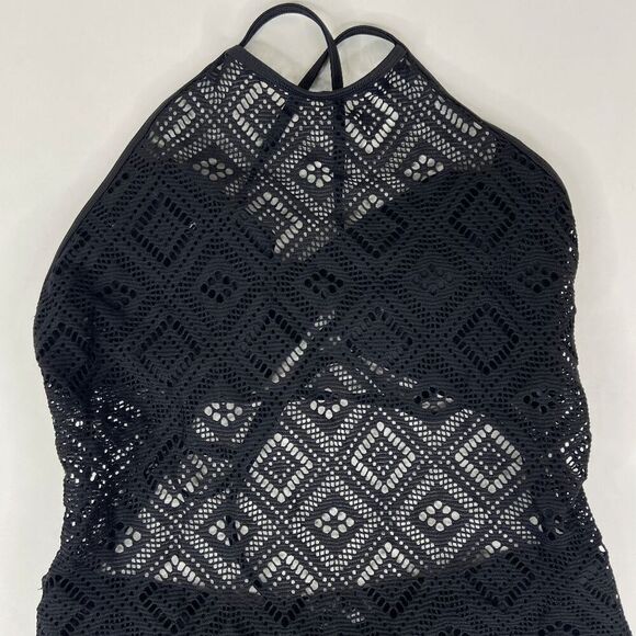 Aerie Womens One-Piece Swimsuit Crochet Lined Crisscross Black Size Medium - Picture 4 of 8
